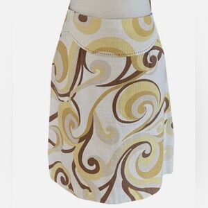 Elevenses By Anthropologie Women's Mini Skirt Swirl Design Yellow Cream Brown 8